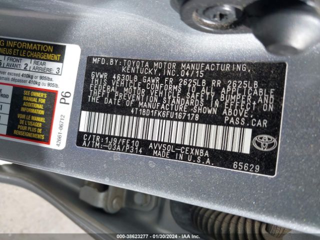 4T1BD1FK6FU167178 Toyota Camry Hybrid Le