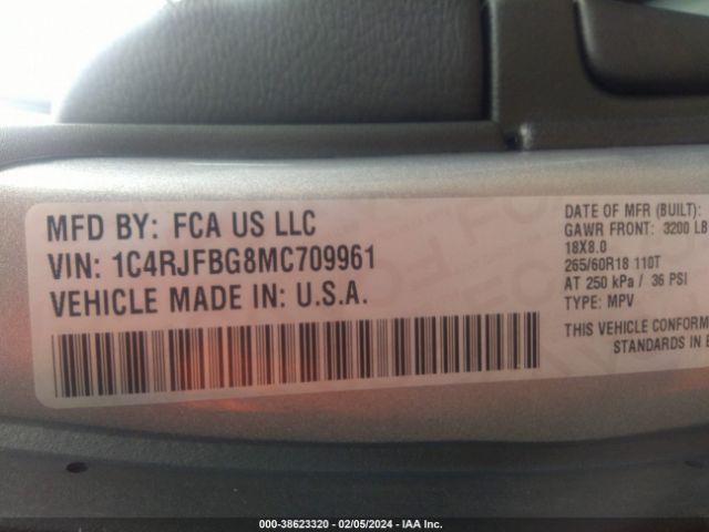 2021 JEEP GRAND CHEROKEE 1C4RJFBG8MC709961 Photo 8