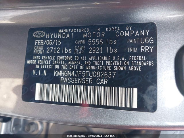 Hyundai Genesis 5.0 2015 KMHGN4JF5FU082637 Image 9