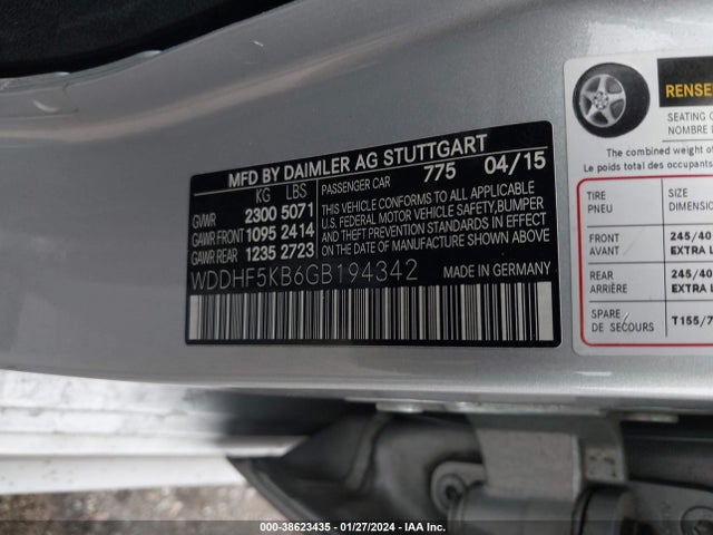 2016 Mercedes-benz E 350 მანქანა იყიდება აუქციონზე, vin: WDDHF5KB6GB194342, აუქციონის ნომერი: 38623435