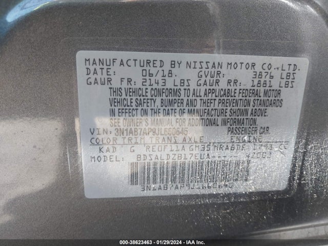 Nissan SENTRA SV 2018 3N1AB7AP9JL660645 Image 9