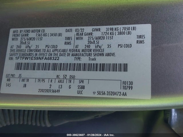 Ford F-150 Xl 2022 1FTFW1E59NFA68322 Image 9