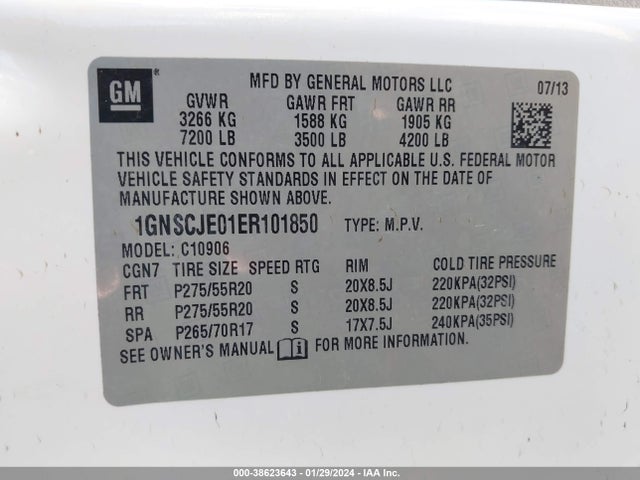 Chevrolet Suburban 1500 Lt 2014 1GNSCJE01ER101850 Image 9