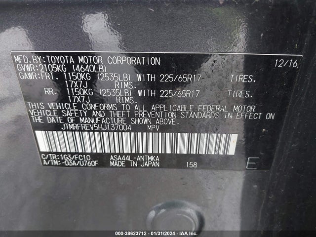 Toyota Rav4 Xle 2017 JTMRFREV5HJ137004 Image 9