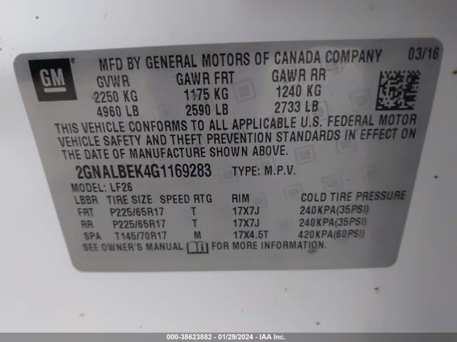 Chevrolet EQUINOX LS 2016 2GNALBEK4G1169283 Image 9