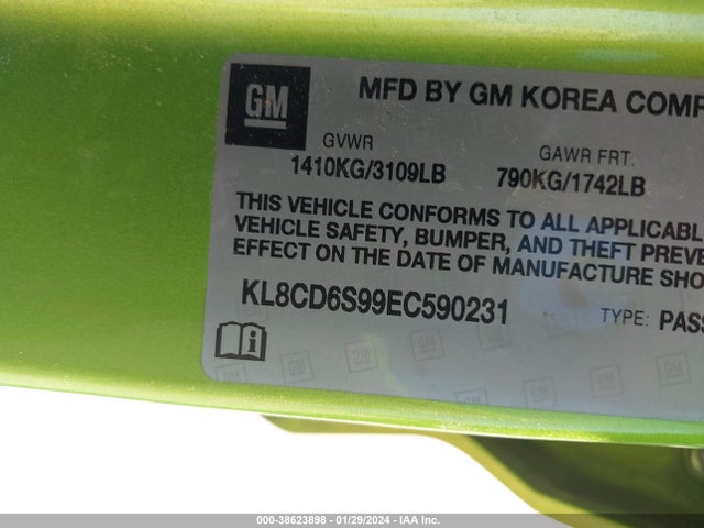 Chevrolet Spark 1lt Auto 2014 KL8CD6S99EC590231 Image 9