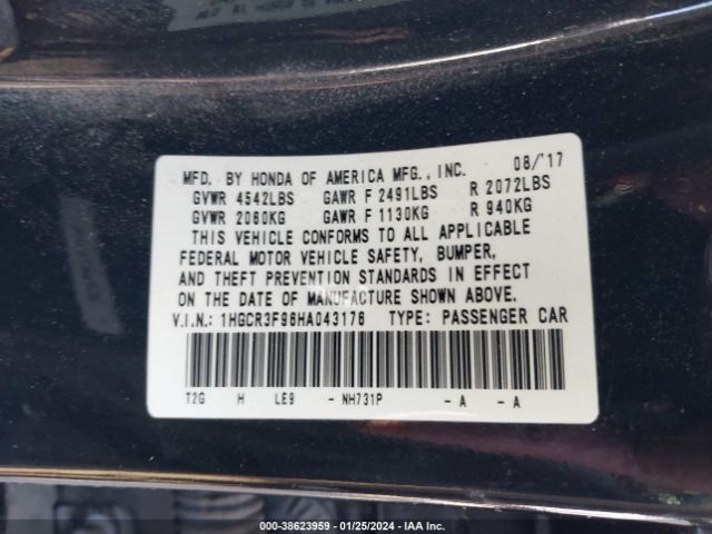 1HGCR3F96HA043176 Honda Accord Touring V6