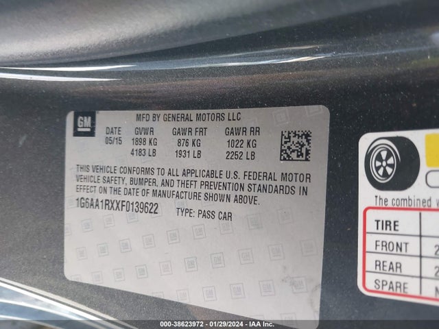 Продаж на аукціоні авто 2015 Cadillac Ats Standard, vin: 1G6AA1RXXF0139622, номер лоту: 38623972