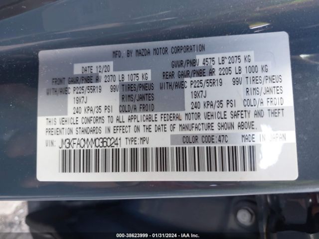 JM3KFACMXM0360241 Mazda Cx-5 Carbon Edition