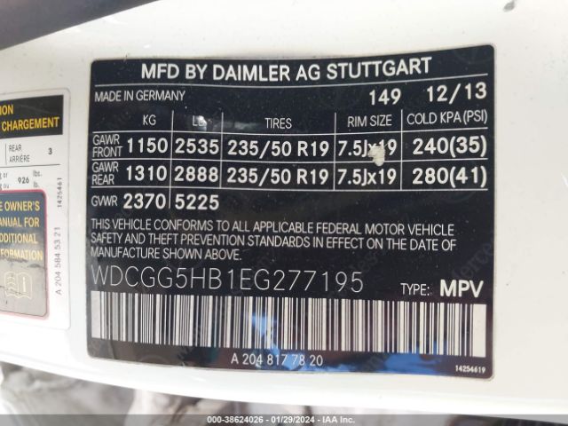 WDCGG5HB1EG277195 Mercedes-Benz GLK 350
