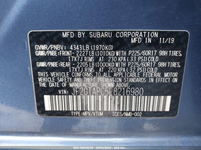 JF2GTAPC5L8216980 Subaru Crosstrek Premium