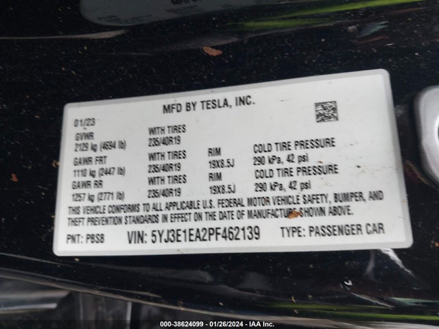 5YJ3E1EA2PF462139 Tesla Model 3 Rear-wheel Drive