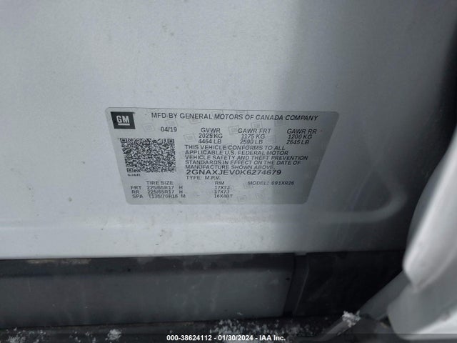Chevrolet EQUINOX LT 2019 2GNAXJEV0K6274679 Image 9