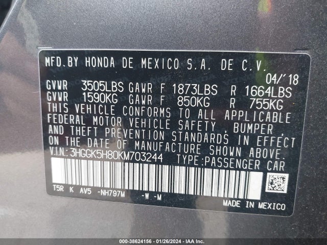 Honda FIT EX 2019 3HGGK5H80KM703244 Image 9