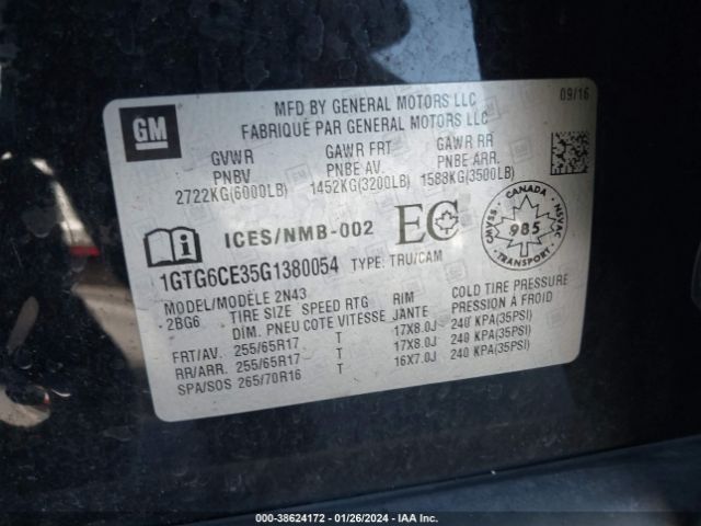 1GTG6CE35G1380054 GMC CANYON SLE