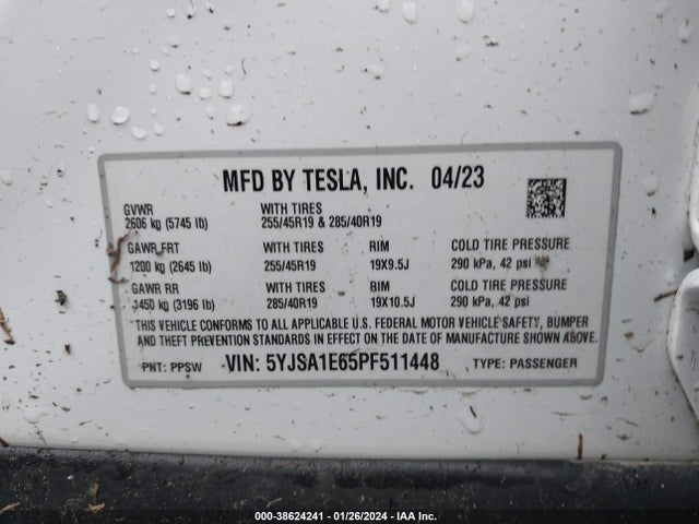 Tesla Model S Plaid Tri Motor All-wheel Drive 2023 5YJSA1E65PF511448 Image 9