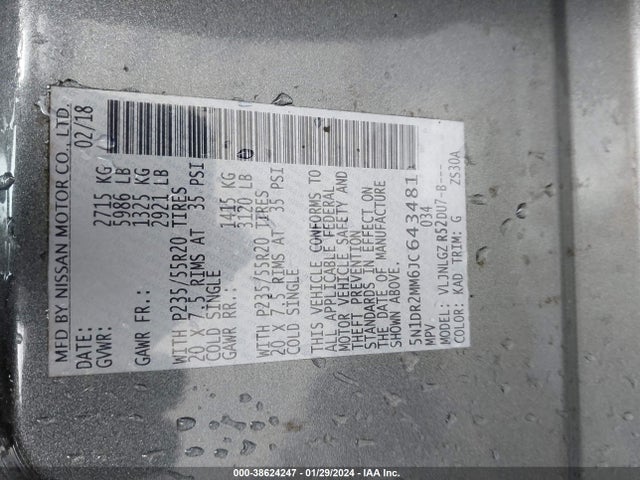 Nissan Pathfinder Sl 2018 5N1DR2MM6JC643481 Image 9