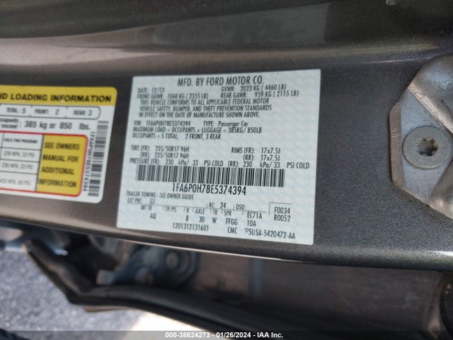 Ford FUSION SE 2014 1FA6P0H78E5374394 Image 9