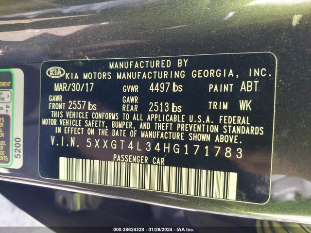 KIA Optima Lx 2017 5XXGT4L34HG171783 Image 9