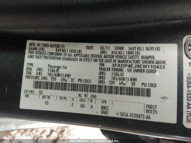 Ford FIESTA SE 2014 3FADP4EJ9EM110433 Image 9