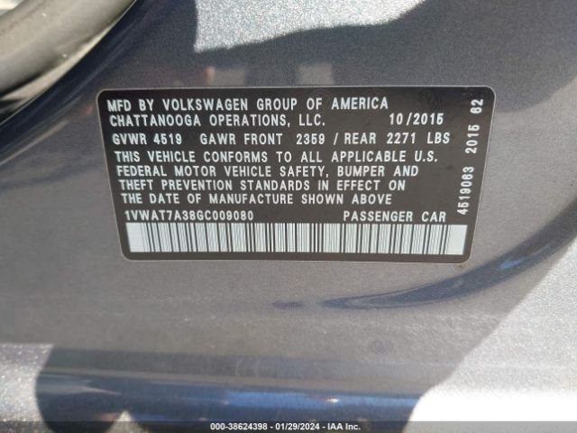 1VWAT7A38GC009080 Volkswagen Passat 1.8t S