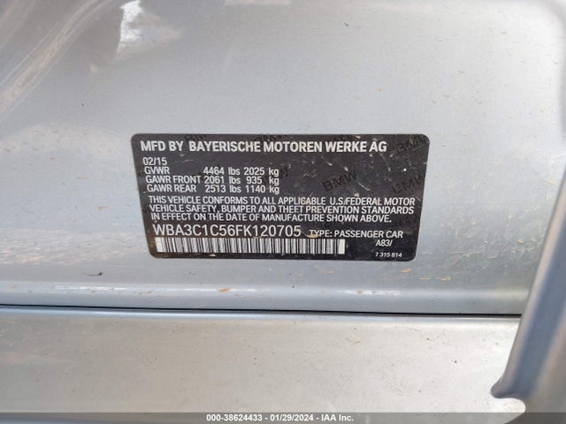 BMW 328I 2015 WBA3C1C56FK120705 Image 9