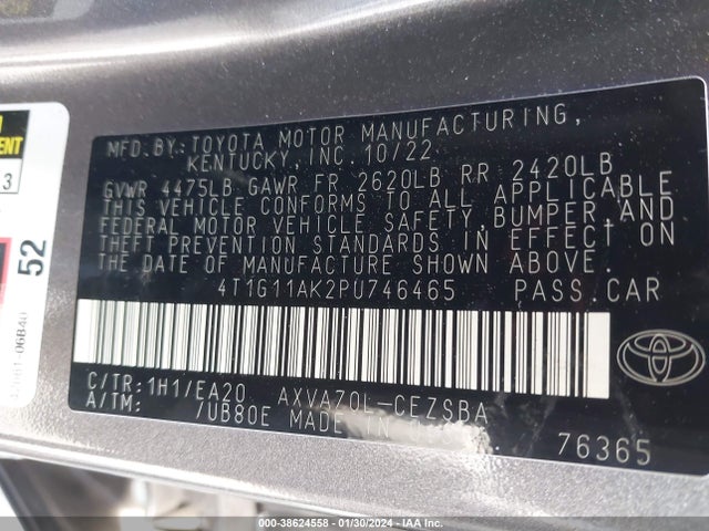 Toyota CAMRY SE 2023 4T1G11AK2PU746465 Image 9