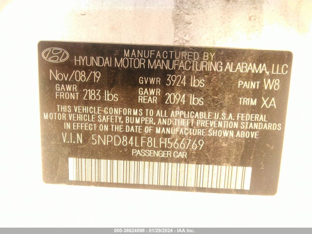 5NPD84LF8LH566769 Hyundai Elantra Value Edition