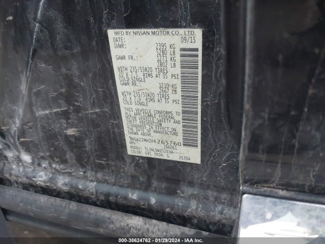 Nissan Murano Platinum 2015 5N1AZ2MH2FN265760 Image 9