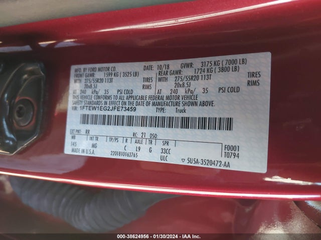 Ford F-150 Xlt 2018 1FTEW1EG2JFE73459 Image 9