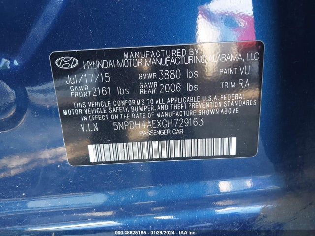 Hyundai ELANTRA SE 2016 5NPDH4AEXGH729163 Image 9