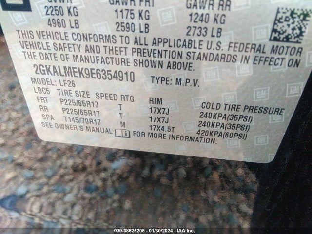 GMC Terrain Sle-1 2014 2GKALMEK9E6354910 Image 9
