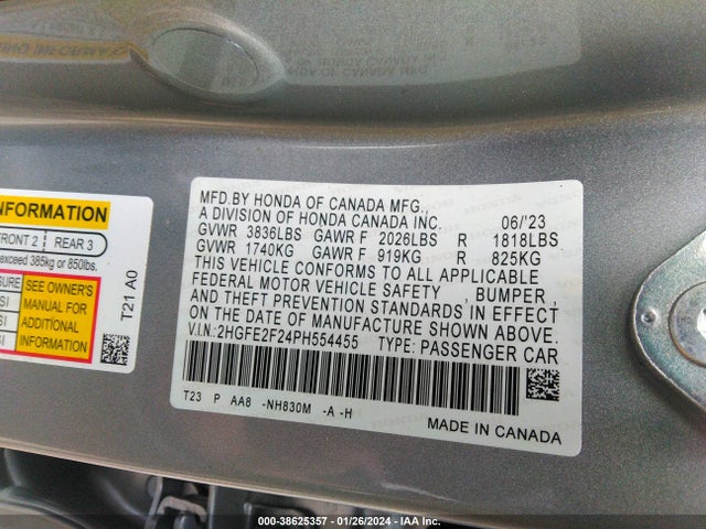 Honda Civic Lx 2023 2HGFE2F24PH554455 Image 9