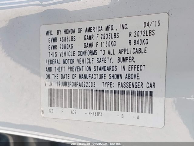 19UUB2F38FA022003 Acura Tlx V6