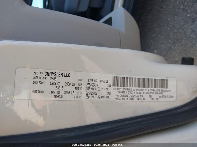 2009 DODGE GRAND CARAVAN SE VIN: 2D8HN44E79R629146