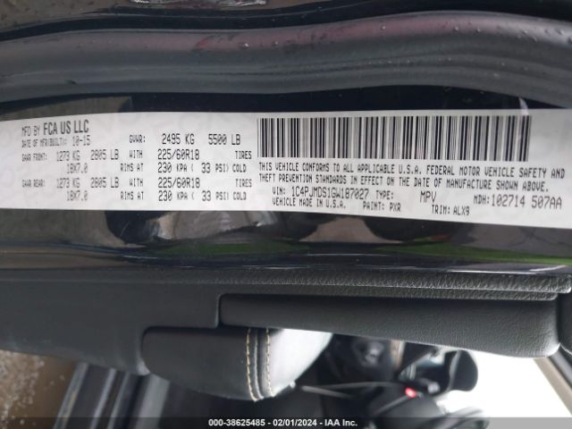 1C4PJMDS1GW187027 Jeep Cherokee Limited