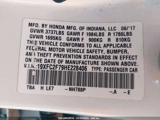 Honda CIVIC EX 2017 19XFC2F79HE228406 Image 9