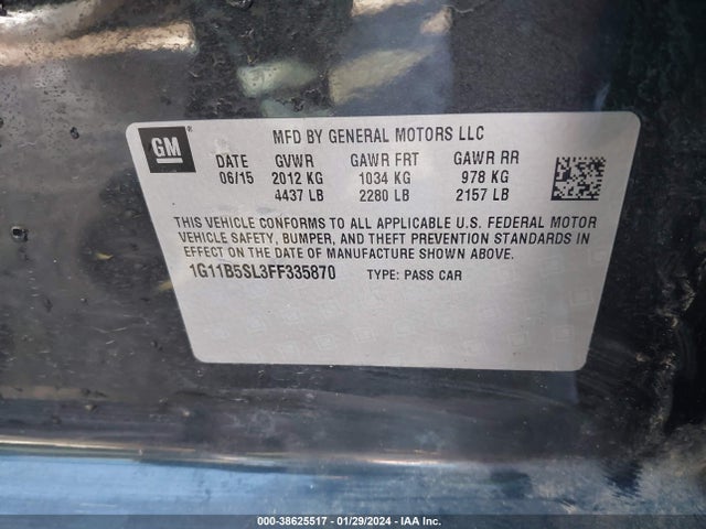 Chevrolet MALIBU LS 2015 1G11B5SL3FF335870 Image 9