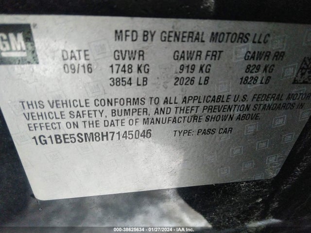 Chevrolet Cruze Lt Auto 2017 1G1BE5SM8H7145046 Image 9