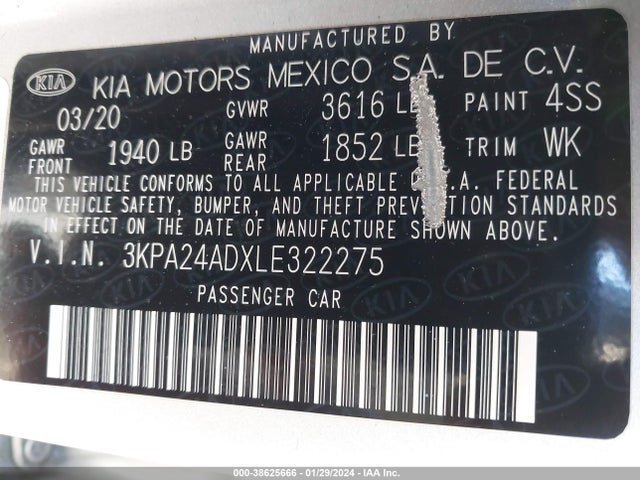 KIA RIO S 2020 3KPA24ADXLE322275 Image 9