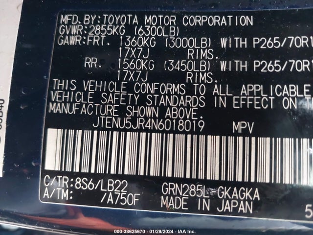 Toyota 4runner Sr5 Premium 2022 JTENU5JR4N6018019 Image 9