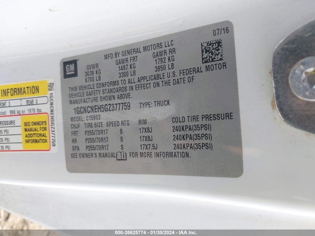 Chevrolet Silverado 1500 Wt 2016 1GCNCNEH5GZ377759 Image 9