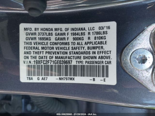 19XFC2F71GE039697 Honda CIVIC EX