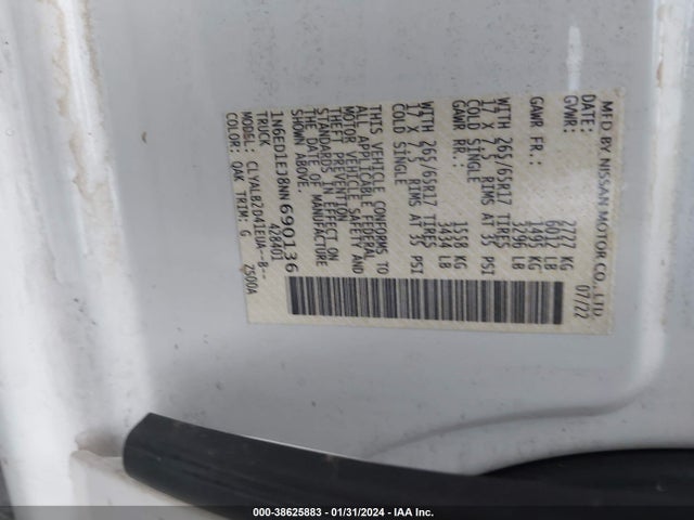 Nissan Frontier Sv 4x2 2022 1N6ED1EJ8NN690136 Image 9