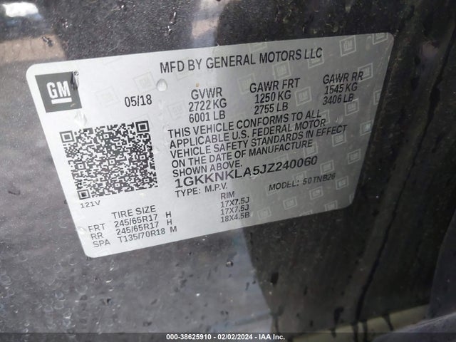 GMC Acadia Sle-1 2018 1GKKNKLA5JZ240060 Image 9