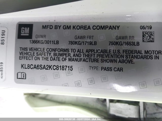 Chevrolet Spark Ls Manual 2019 KL8CA6SA2KC818715 Image 9