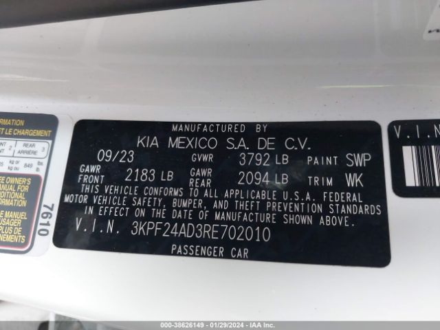 3KPF24AD3RE702010 KIA Forte Lxs