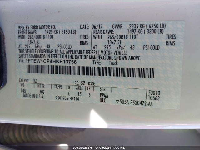 Ford F-150 Xlt 2017 1FTEW1CP4HKE13736 Image 9