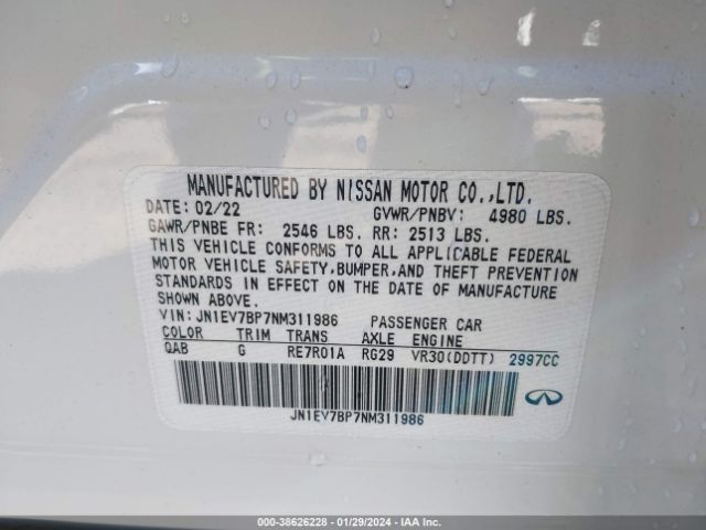 JN1EV7BP7NM311986 Infiniti Q50 LUXE