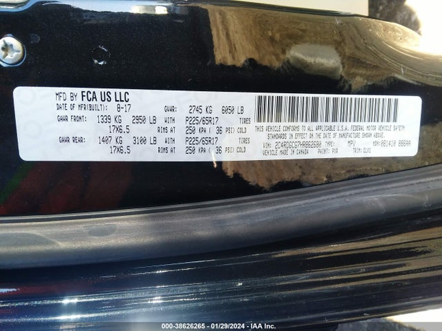 2C4RDGCG7HR862680 Dodge Grand Caravan Sxt